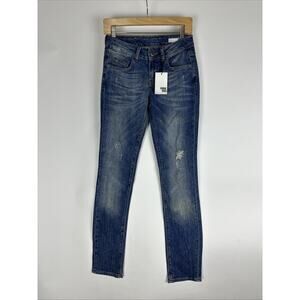 ANINE BING Low Rise Denim Jeans Straight Leg Blue Size 23